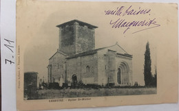 Cpa, De 1902, 81 TARN - LESCURE D'Albigeois (orthographié LESEURE) Eglise St Michel, Cliché AILLAUD, F.TRANIER, Libraire - Lescure