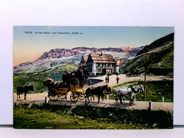 AK Furka-Hotel Und Passhöhe (2436 M); Mit Kutsche Und Pferden; Coloriert, Ungelaufen, Ca. 1910 - Ferden