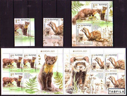 BULGARIA - 2021 - Europe-CEPT -  Fauna Protected Animals - Set + Bl + Book ** - Nuovi