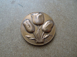 1961 Médaille Bronze Horticole Fleurs Tulipes Ville De Contrexeville Diamètre 50 Mm Dans L'état - Altri