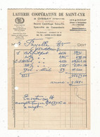 Facture, LAITERIE COOPERATIVE DE SAINT CYR , DISSAY , Vienne , 1957 , 2 Scans,  Frais Fr 1.75 E - Alimentare