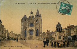 - Eure -ref-B165- Le Neubourg - Eglise Et Statue Dupont De L Eure - Statues - Carte Toilée Colorisée - - Le Neubourg