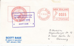 Scott Base 1991 Cover 35y In Operation Ca Scott Base 11 XI 91 Ca Telecom Scott Base (GPA131) - Storia Postale