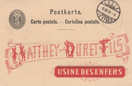 1888 5c Privatganzsachen "MATTHEY-DORET FILS" Advertising Postcard - Ganzsachen