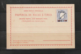 Macau Macao 1894 King Luis 5a/30r/200r Double Card. Unused - Covers & Documents