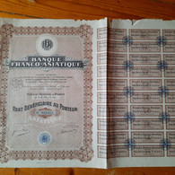 1  ACTION -  1X BOND -  BANQUE FRANCO - ASIATIQUE  -1928 - Part Beneficiaire Au Porteur - Bank En Verzekering