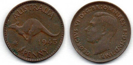 Australie -  1/2 Penny Penny 1943 TTB - 1938-52
