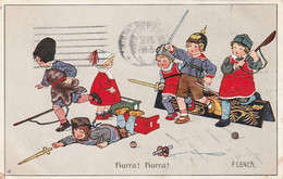 AK Hurra! Hurra! - Kinder Beim Kriegspielen - Patriotika - Feldpost 1915 (58889) - War 1914-18