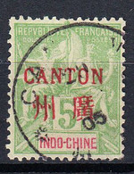 CANTON - Bureau Indochinois - 1901-02 - Yvert N°5 - 15c Vert-jaune  - Oblitéré - Oblitérés