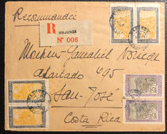 MADAGASCAR RECOMMANDE DEPART MAJUNGA 2 MArs 1928 Pour Le COSTA RICA !! Belle Destination ... - Covers & Documents