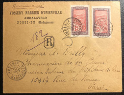 MADAGASCAR RECOMMANDE De Nossi BE DEPART AMBAJA 23 SEPT 1922 Transit Au Dos "diego Suarez" Pour Paris - Cartas & Documentos