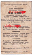 Doodsprentje Erna Dumarey Oudenburg 1943 En Overleden Te Roksem 1943 Camiel En Jeanne Vanhooren - Devotion Images