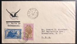 Ste Marie De MADAGASCAR Lettre Pour Les USA N°168 & 176 Obl Dateur "STE MARIE /MADAGASCAR" 7 Juin 1938 TTB - Storia Postale