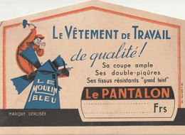 Carton Publicitaire, Pour Le Vêtement De Travail LE MOULIN BLEU - Paperboard Signs