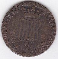 Principauté De Catalogne 6 Cuarto 1846 Isabelle II, En Cuivre, KM# 128 - Provinciale Munten