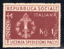 Repubblica Sociale (1944) - Pacchi In Franchigia (senza Gomma) - Postal Parcels