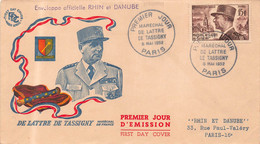 FDC LETTRE PREMIER JOUR -  Marechal DELATTRE De TASSIGNY  - 1952 - 1950-1959