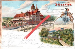 Litho AK Jössnitz Bahnhof Hotel Bahnhofshotel A Plauen Syrau Jocketa Röttis Elsterberg Mehltheuer Steinsdorf Vogtland - Syrau (Vogtland)