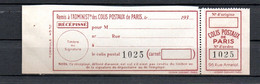 Z10-21 France Colis Postaux De Paris Pour Paris N° 157 **  à 10% De Côte ( Référence Spink/Maury 2022/2023) - Otros