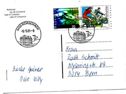 413 - 52 - Entier Postal  "Lac De Constance"  Timbres Thème Cyclisme - Cachets Illustrés Rorschach 2001 - Cycling
