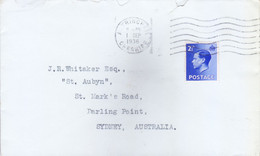 GREAT BRITAIN : FIRST DAY COVER : 01 SEPTEMBER 1936 : 2.5 PENNY BLUE, EDWARD VIII, POSTED FROM ALTRINCHAM FOR AUSTRALIA - Storia Postale