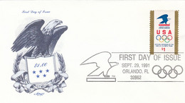 Sc#2539, $1.00 Eagle & Olympic Rings Issue, First Day Cover, 1991 FDC - 1991-2000