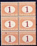 Regno D'Italia (1870) - Segnatasse 1 Centesimo, Blocco Di 6  ** MNH - Taxe