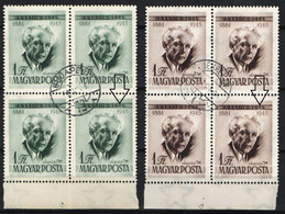 Hungary 1955. Béla Bartók 2x4-block With ERROR: Between L And A Line ! USED - Errors, Freaks & Oddities (EFO)