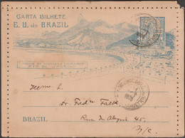 Brésil 1906. Entier Postal, Carte-lettre. Rio De Janeiro, Copacabana. Vue Sur Les Collines Et La Mer - Berge