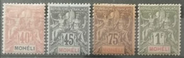 Mohéli 1906-07 / Yvert N°10-11 + N°13-14 (clair Sur Le 14) / * - Nuevos