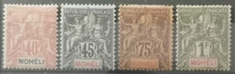 Mohéli 1906-07 / Yvert N°10-11 + N°13-14 (clair Sur Le 14) / * - Neufs