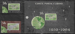 1964 Cuba Espacio Cohete Postal  2v + Block - América Del Norte