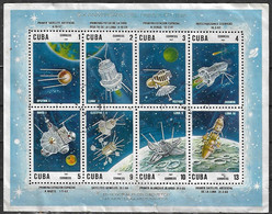 1967 Cuba Espacio  8v. En Block - América Del Norte