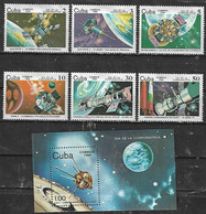 1984 Cuba Espacio Dia De La Cosmonautica 6v. + 1 Block - Nordamerika