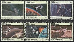 1985 Cuba Espacio Dia De La Cosmonautica 6v. - América Del Norte