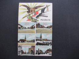 Ostpreussen Mehrbild AK Pillkallen Einst Und Jetzt Feldpost AK 1916 Mit Briefstempel Verlag Kunstanstalt J. Themal Posen - Ostpreussen