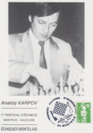 Carte   FRANCE    ECHECS     Anatoly   KARPOV      MONTEUX   1991 - Echecs