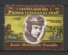 Peru (2011) Yv. 1979  /  Aircraft - Airship - Airplane - First Flight - Primer Vuelo - Juan Bielovucic Cavalie - Vliegtuigen