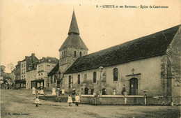 Cambremer * Vue Sur L'église * Place * Villageois * Environs De Lisieux - Lisieux