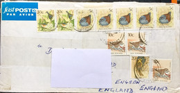 NEW ZEALAND 1991 ,USED COVER TO ENGLAND 11 BIRDS STAMPS USED - Lettres & Documents