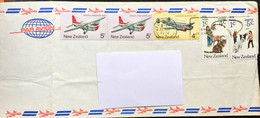 NEW ZEALAND 1974 ,USED COVER TO ENGLAND,5 STAMPS USED,AEROPLANES DOG,CAT,GIRL,BOY - Brieven En Documenten
