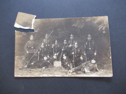 Echtfoto AK Soldaten In Voller Uniform Mit Pickelhaube Und Gewehr Reservisten 1911 Stempel Minden Westf. - Andere Oorlogen