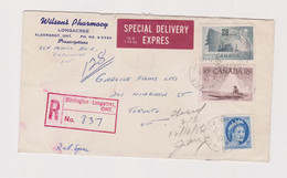 CANADA  1956 BURLINGTON-LONGARCES Registered Cover Specal Delivery Expres - Lettres & Documents