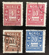 Lot De 4 Timbres Taxes Oblitérés Norvège 1889 1914 - Used Stamps