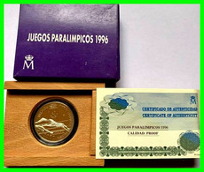 ESPAÑA 5 EUROS PLATA 1996 JUEGOS PARALIMPICOS PESO: 20 GRM. DIAMETRO: 33 MM. ENCAPSULADA - 1 000 Pesetas