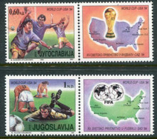 YUGOSLAVIA 1994 Football World Cup With Labels MNH / **.  Michel 2660-61 - Ongebruikt