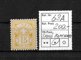 1882 - 1889 ZIFFERMUSTER → Faserpapier Kontrollzeichen Form A    ►SBK-63A*◄ - Neufs
