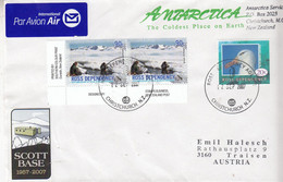 Ross Dependency 2007 Cover 3v + Label Scott Base Ca 12 SEP 2007 Ross Christchurch (GPA137A) - Storia Postale