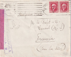 ESPAGNE 1937 LETTRE DE BARCELONE CENSUREE - Nationalists Censor Marks