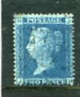 GREAT BRITAIN - 1858  2 D. BLUE WMK LARGE CROWN LETTERS IN ALL FOUR CORNERS PL. 9  USED - Usati